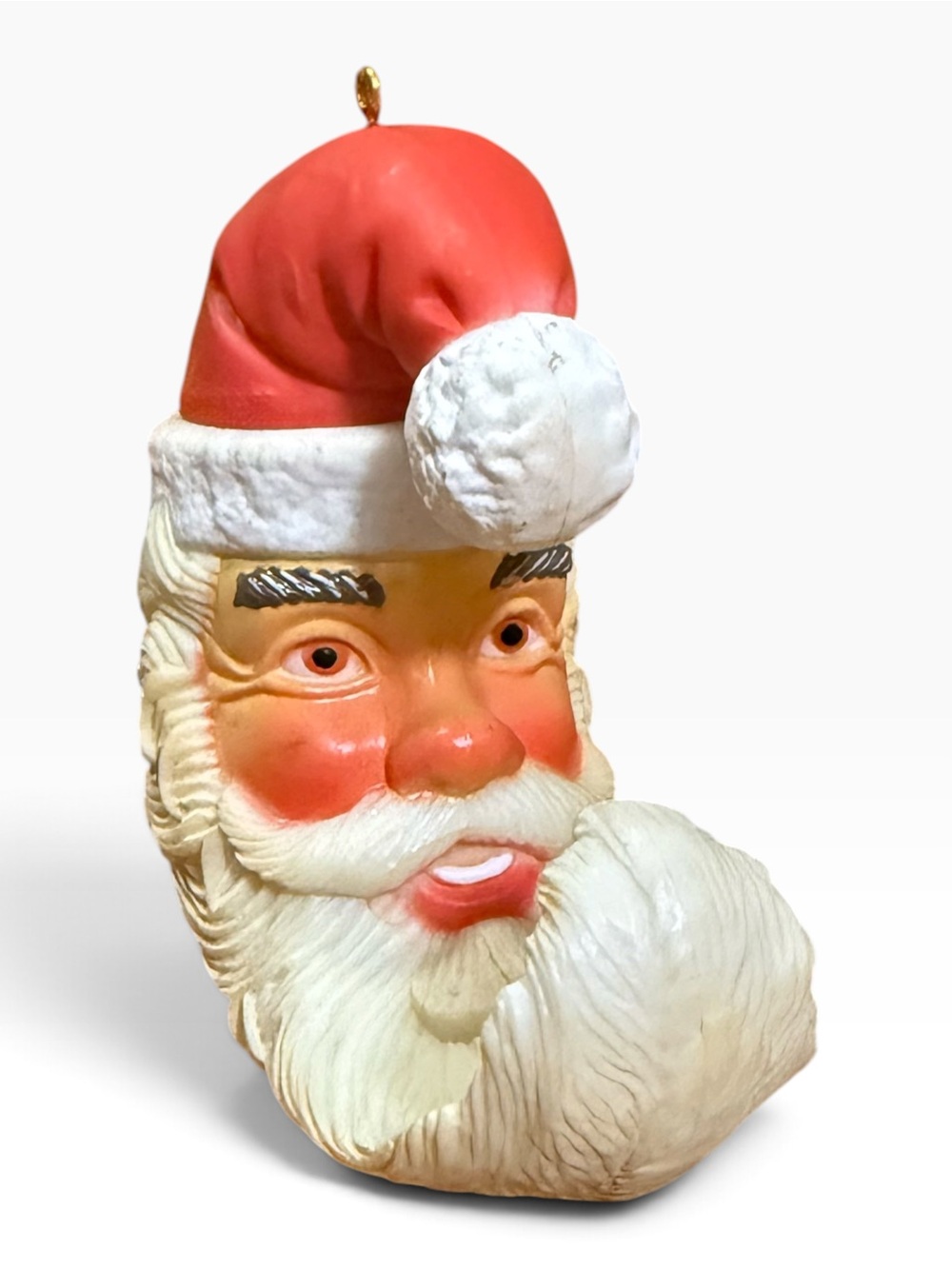 VTG 1982 Enesco Crescent Half Moon Santa Claus Head Christmas Ornament Rare